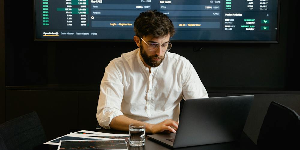 Man working on a laptop